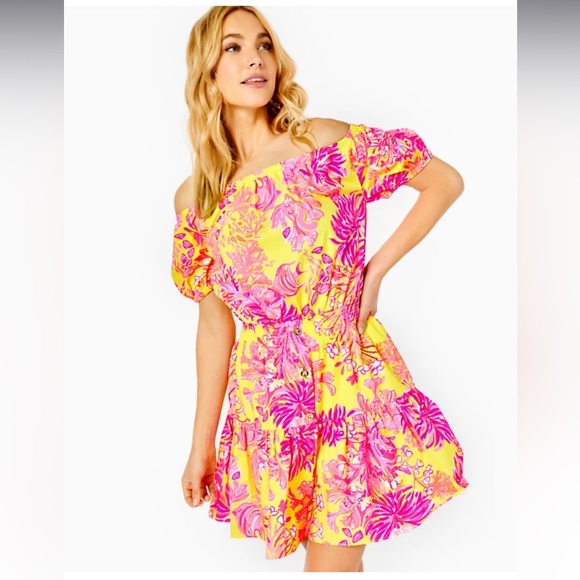 Lilly Pulitzer yellow pink dress - Picture 2 of 8